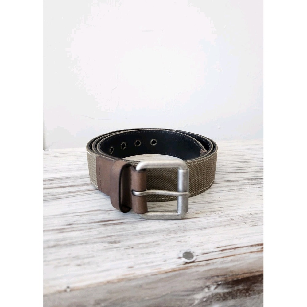 Lucky‎ Brand Women's canvas belt Olive and Brown Leather Size 32